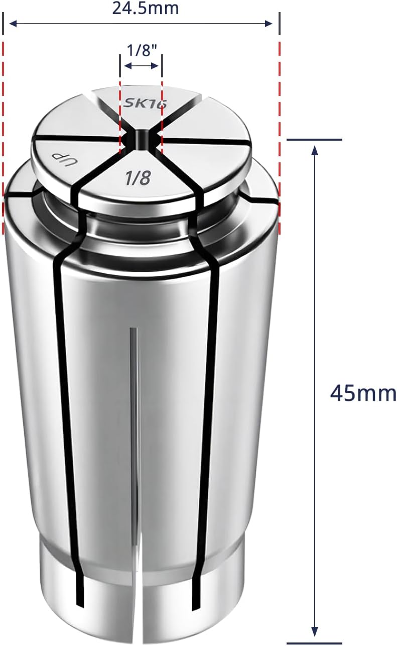 WEXWE Tools SK16 1/8 Inch High Precision Spring Collets, Accuracy Class: AAA Within: 0.005mm SK Router Collets For SK16 CNC Tools Holder CNC Milling 1pcs - Image 2